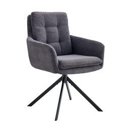 Armstoel Heleen Grijs Ribstof - Set van 2