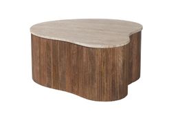 Salontafel Tova Mangohout Travertin Beige 83cm