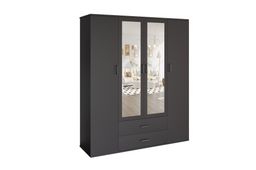 Jean 4-door Wardrobe - Dark Grey Mirror
