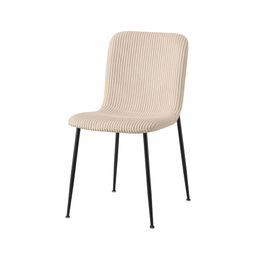 Stoel James Beige Ribstof - Set van 2