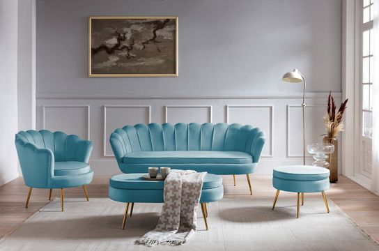 Barkruk Chanelle Velvet Blauw - Set van 2