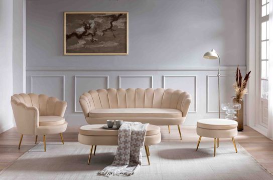 Poef Chanelle Velvet Beige 142 cm