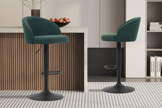 Barkruk Babet Groen Bouclé - Set van 2