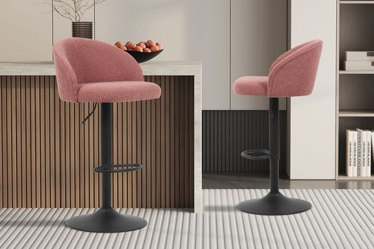 Barkruk Babet Roze Bouclé - Set van 2
