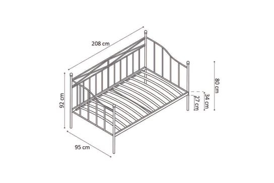 Bed Mabel Zwart 90x200cm