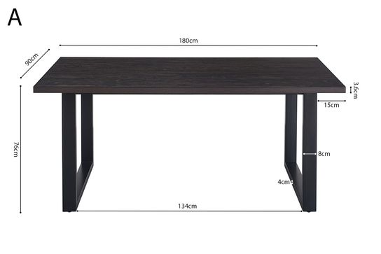 Eetkamertafel Eugene Donkerbruin 180cm