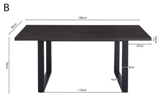 Eetkamertafel Eugene Donkerbruin 180cm