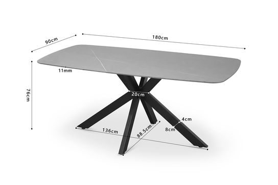 Eetkamertafel Jody Grijs 180 cm