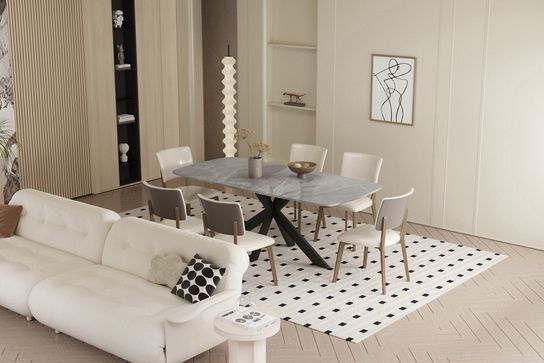 Eetkamertafel Jody Grijs Glans 180 cm
