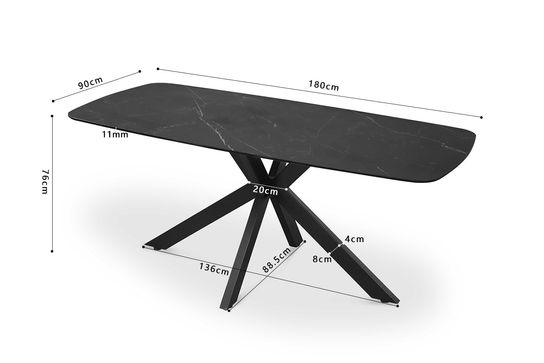 Eetkamertafel Jody Zwart 180 cm