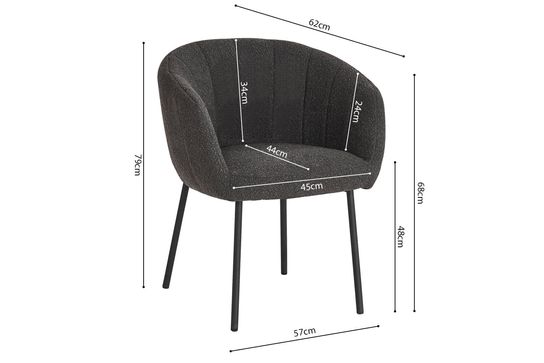 Stoel Pia Grijs Bouclé - Set van 2