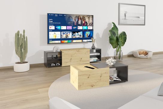 TV-meubel Vermont Zwart Eiken