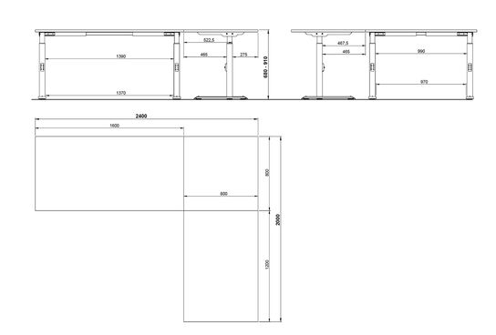 Hoekbureau Galileo Grafiet 240 x 200 cm