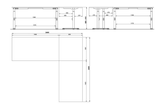 Hoekbureau Galileo Grafiet 240 x 220 cm