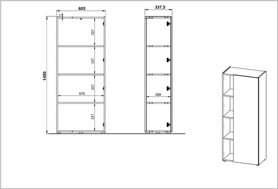 Hoge kantoorkast Orlando Grafiet 145 cm