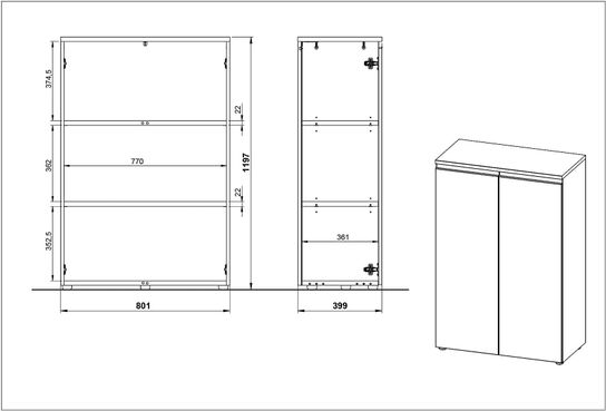 Lage kantoorkast Chicago Grafiet 120 cm