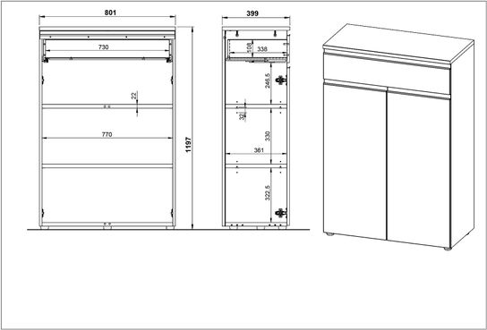 Lage opbergkast Chicago Kasjmier 120 cm