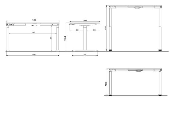 Elektrisch zit-sta Bureau Galileo Wit 140 cm