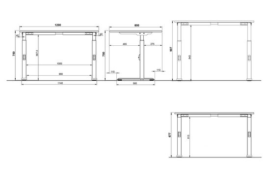 Bureau Galileo Grafiet 120 cm