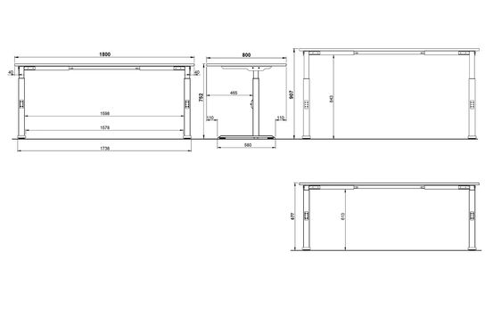Bureau Galileo Grafiet 180 cm