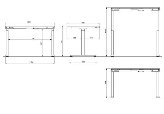 Elektrisch zit-sta Bureau Galileo Wit 120 cm