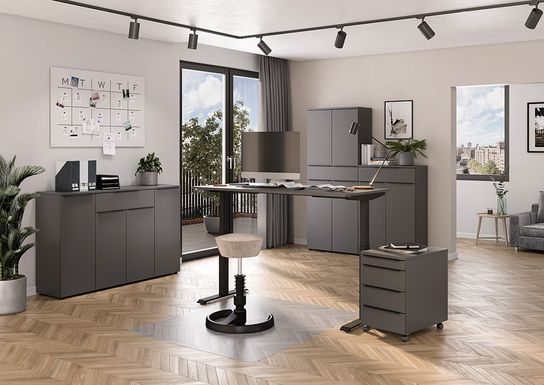 Elektrisch zit-sta Bureau Galileo Grafiet 180 cm