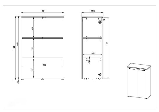 Lage bureaukast Ergonoma-2DLB-LG