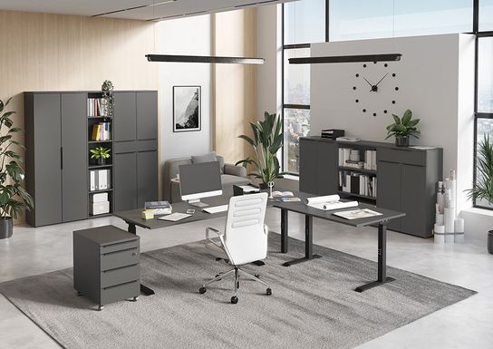 Hoekbureau Galileo Grafiet 240 x 200 cm