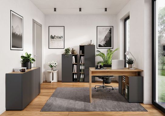 Hoge kantoorkast Orlando Grafiet 145 cm