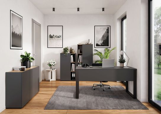 Hoge kantoorkast Orlando Grafiet 145 cm