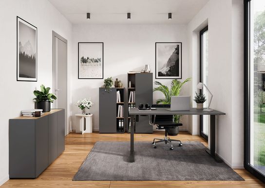 Hoge kantoorkast Orlando Grafiet 145 cm
