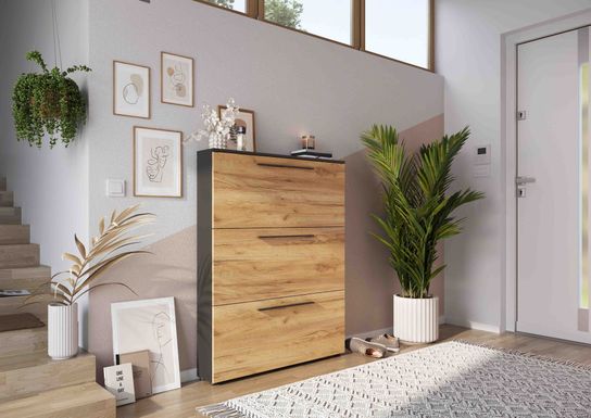 Schoenenkast Santana Grafiet Eiken 129 cm