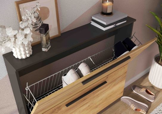 Schoenenkast Santana Grafiet Eiken 129 cm