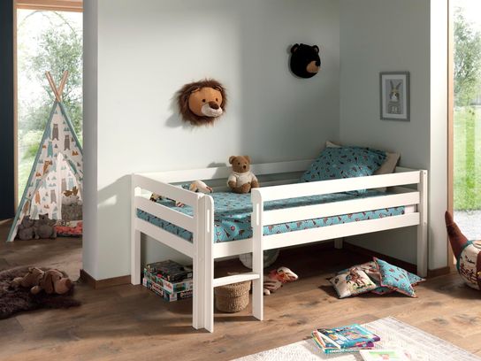 Halfhoogslaper Charlie Wit Grenen 90x200 cm - Met ladder
