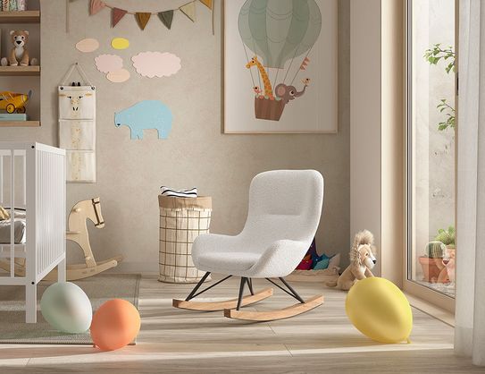 Schommelstoel Jula Mini Wit Bouclé
