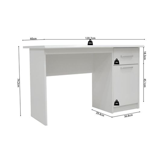 Bureau Royce Wit 120 cm - Met opbergruimte