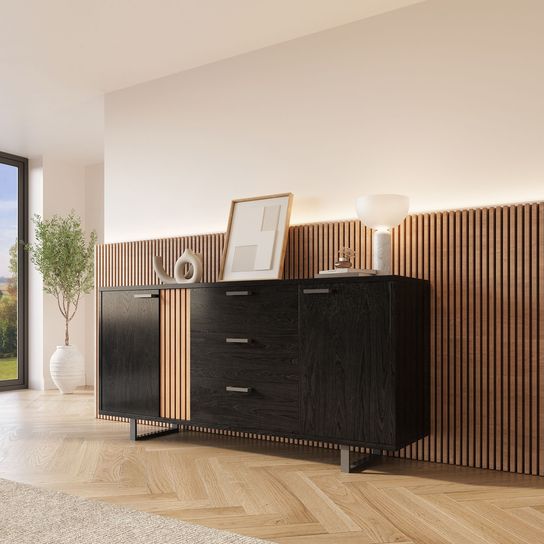 Dressoir Myron Zwart 216 cm