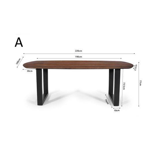 Eetkamertafel Monaco Bruin Ovaal 220 cm
