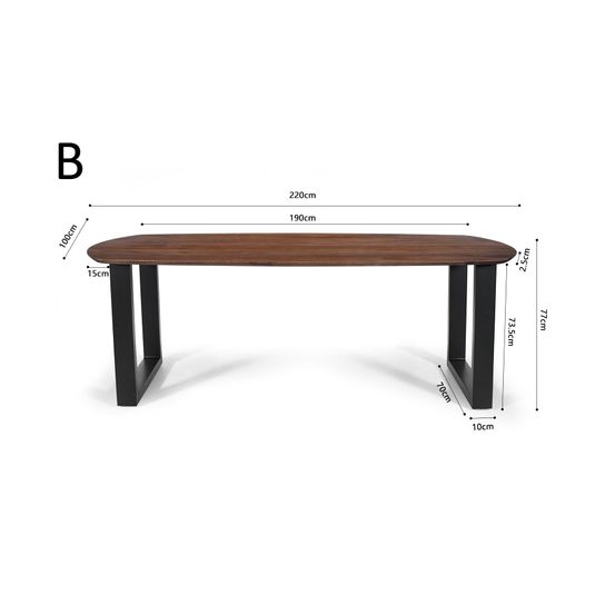 Eetkamertafel Monaco Bruin Ovaal 220 cm