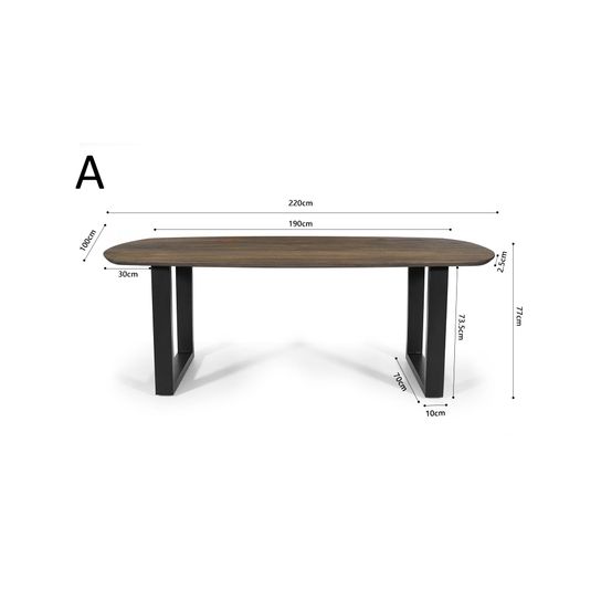 Eetkamertafel Monaco Tabaco Ovaal 220 cm