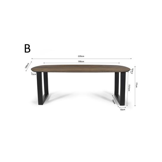Eetkamertafel Monaco Tabaco Ovaal 220 cm