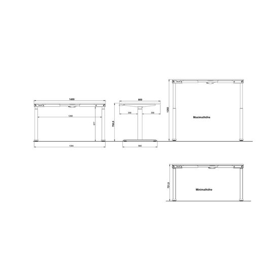 Elektrisch zit-sta Bureau Galileo Eiken Zwart 140 cm