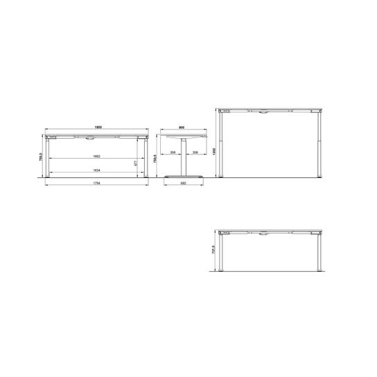 Elektrisch zit-sta Bureau Galileo Eiken Zwart 180 cm