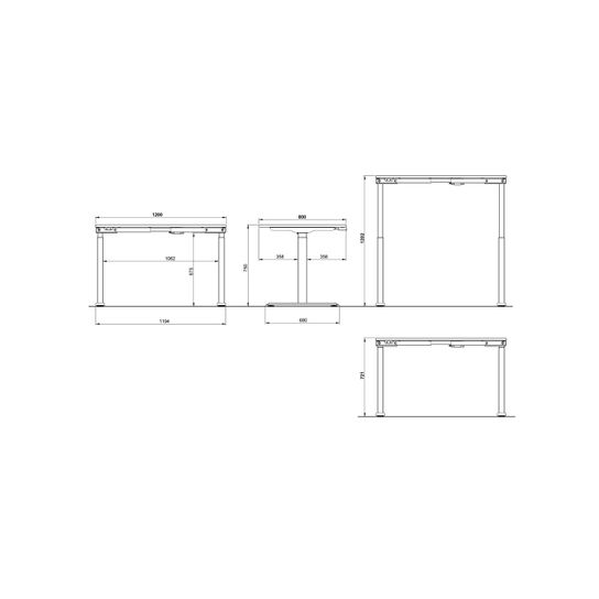 Elektrisch zit-sta Bureau Galileo Grafiet Wit 120 cm