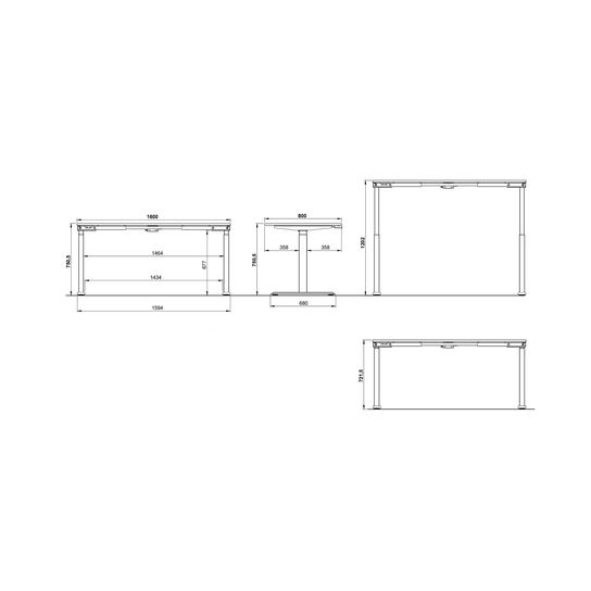 Elektrisch zit-sta Bureau Galileo Kasjmier Wit 160 cm