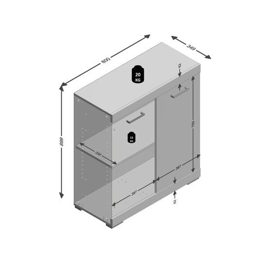 Opbergkast Hermes Eiken 80x35x90 cm - 1