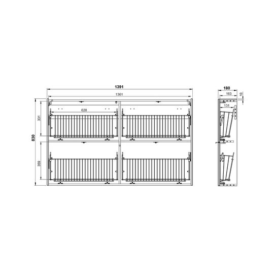 Schoenenkast Eleonore Grafiet 140 cm