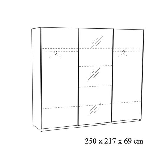 Schuifdeurkast Yumi Eiken 250cm