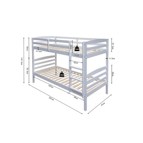 Stapelbed Ravi Wit 90x200 cm Grenen
