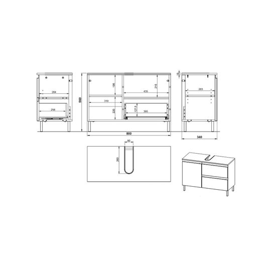 Wastafelkast Abrantes Wit 80 cm